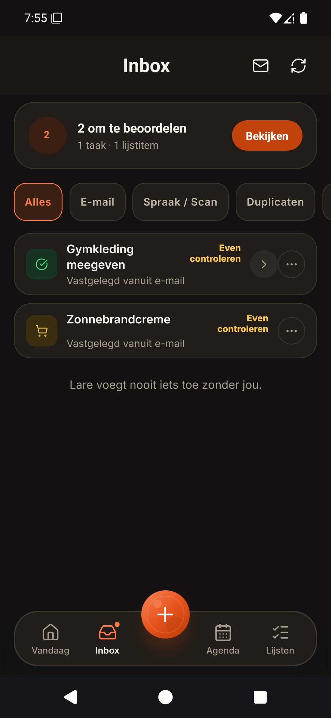 Bekijk de taak of het lijstitem dat Lare vond.. Schermopname uit de Larevio-app
